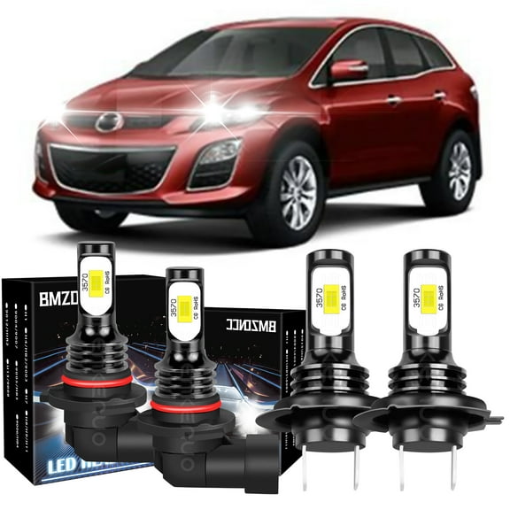 For Mazda CX-7 2007/08-2012 LED Headlights High Low Beam 4 Bulbs Combo Kit White