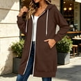 thumbnail image 4 of Hurxie Women Casual Zip up Fleece Hoodies Tunic Sweatshirt Long Jacket Oversized Hoodie with Pockets Full Zipper Hooded for Fall Winter, 4 of 6