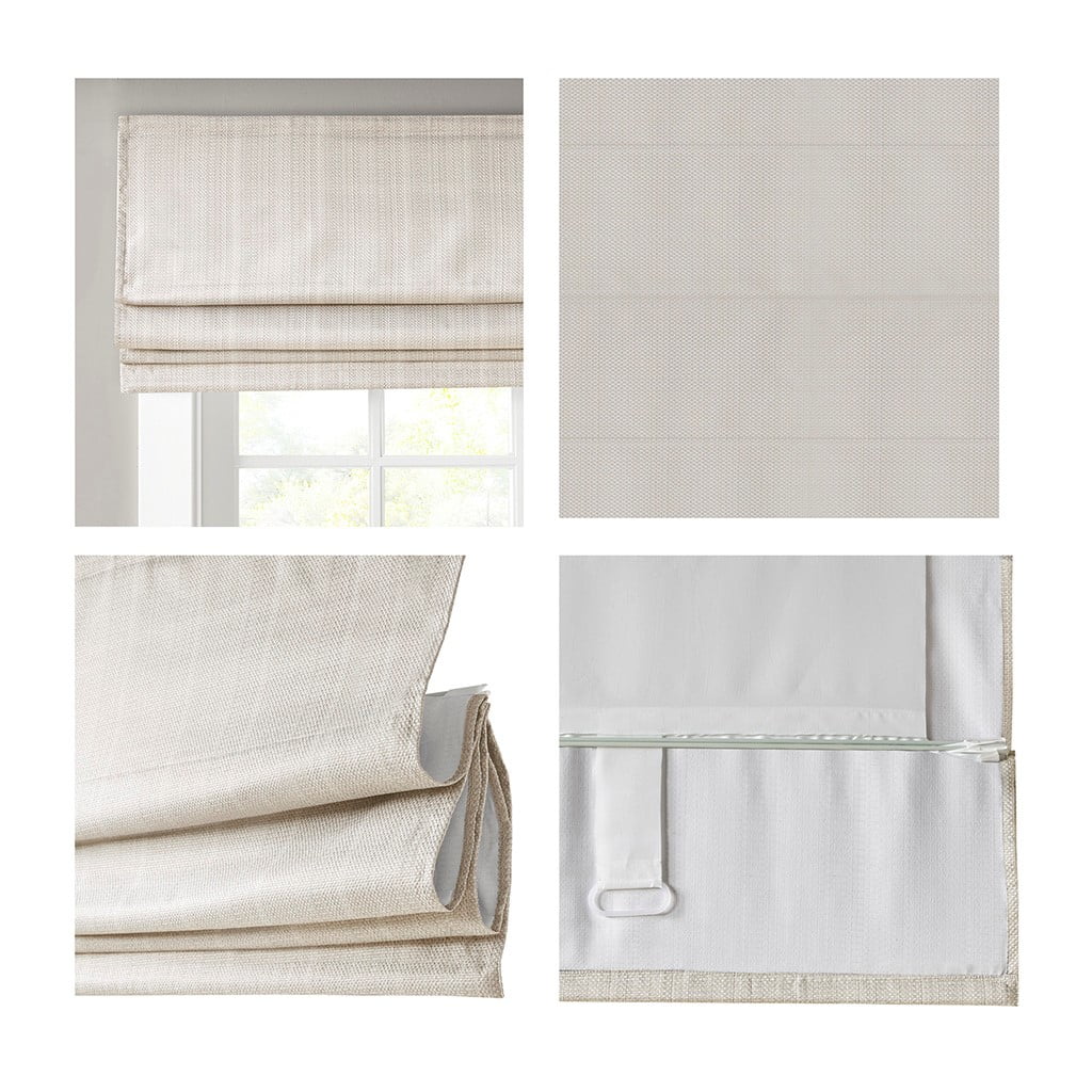 MAYEERTY Basketweave Room Darkening Cordless Roman Shade, Ivory, 64" L x 29" W