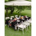 thumbnail image 3 of Outdoor Tablecloth with Umbrella Hole and Zipper, Christmas Black Rectangle Table Cloth 60x84 Inch Waterproof Tablecloth, Xmas Snowman Red Poinsettia Winter Snowflakes Picnic Table Cover for Patio, 3 of 7