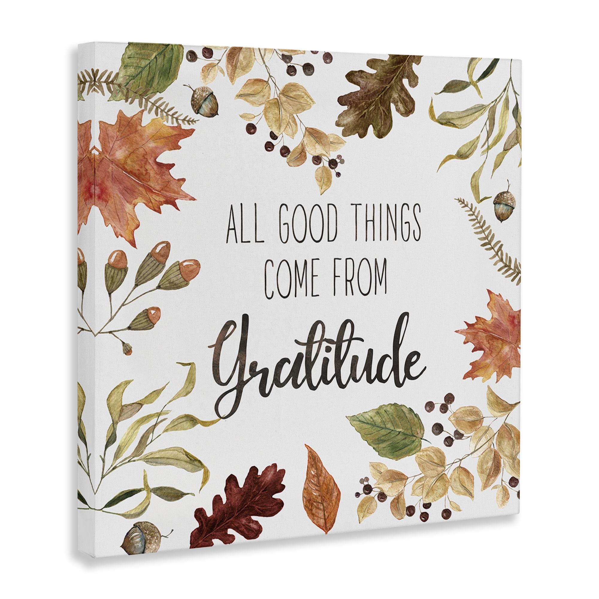 Stupell Industries All Good Things Graditude Botanical & Floral Painting Gallery Wrapped Canvas Art Prints Wall Art, 17 x 17