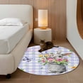 thumbnail image 2 of Round Rug 3.3Ft Washable Non-Slip, Happy Easter Circle Area Rugs for Living Room Bedroom, Cute Bunny Spring Flowers Butterfly Purple Plaid Indoor Floor Mats Carpet Runner for Home Decor Aesthetic, 2 of 8