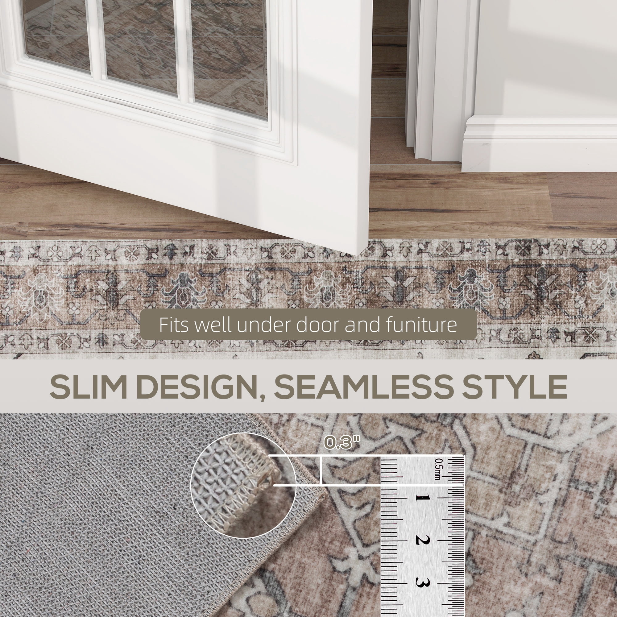 8' x 10' Flannel Faux Fur Area Rug with Anti-Slip TPR Backing, Machine Washable Faux Fur Floor Carpet for High Traffic Living Room, Bedroom, Home Decor