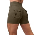 thumbnail image 5 of Women's High-Waisted Scrunch Butt Shorts with Side Pockets and Stretchy Waistband, Buttery Soft Fabric for All Day Comfort Army Green L, 5 of 6