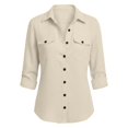 thumbnail image 3 of Womens Cotton Linen Button Down Shirts Loose Fit Long Sleeve Collared Blouse 2026 Astylish Women Button Down Shirts Casual Long Sleeve V Neck Top(Beige,XXL), 3 of 3