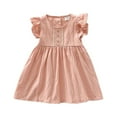 thumbnail image 1 of PEASKJP Robe Fleurie pour Bébé Fille à Manches Courtes, Imprimé Floral, Coupe Décontractée Évasée, Robe de Fête, Rose 110, 1 of 5