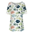 thumbnail image 3 of Hauts d'Été Grande Taille pour Femmes Coupe Ample Décontractée Col en V Manches Courtes Blouses Boutons devant Tunique Confortable, 3 of 5