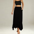 thumbnail image 2 of Wxolcjlv Womens Solid Handkerchief Hem Maxi Skirt Fold Over Waist With Side Pockets Casual Long Skirts, 2 of 4