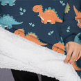 thumbnail image 3 of Oversized Wearable Blanket Hoodie,Colorful Dinosaur Pattern Sherpa Blanket Hoodie with Super Pockets,Super Warm Fuzzy Pullover for Women & Men, 3 of 6
