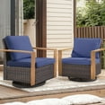 thumbnail image 7 of POCASSY Patio Swivel Chairs Set of 2, Outdoor Rocking Chairs with Wood Grain Finish Square Armrest All Weather Wicker Glider Rocking Patio Chairs for Porch Deck Balcony, Brown/Blue, 7 of 7