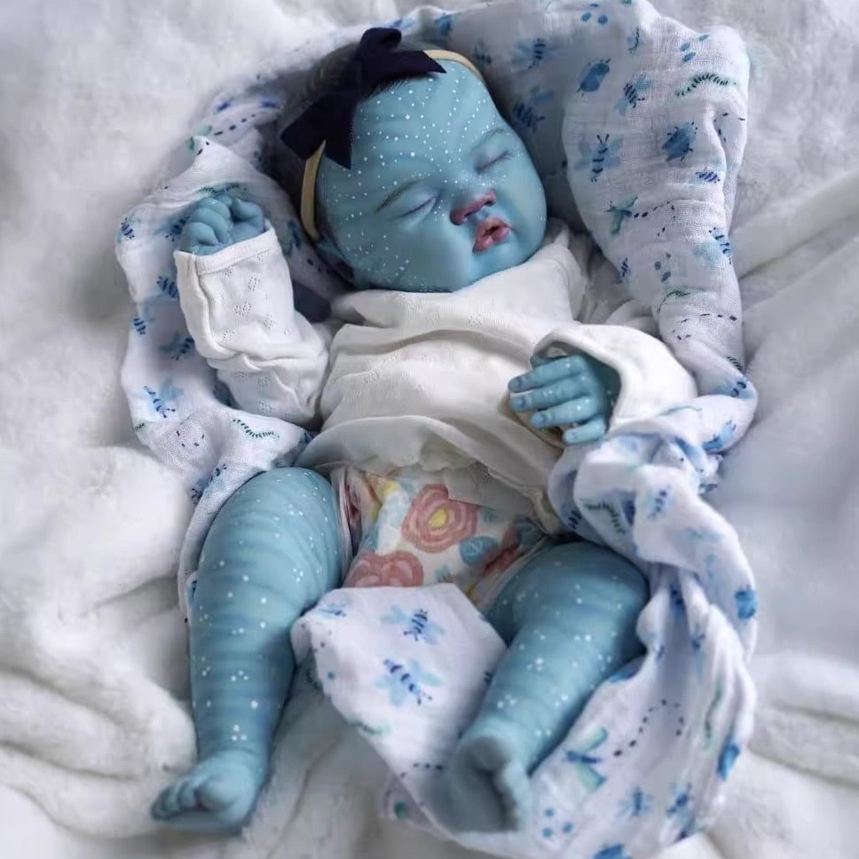 Avatar Reborn Baby Dolls - 19 Inch Soft Body Realistic Newborn Baby Dolls 3D Painted Sleeping Dolls Real Life Elf Baby Doll Toy for Kids Age 3 +
