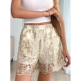 thumbnail image 6 of Women's Satin Lace High Waist Embroidered Shorts for Casual Summer Color S, 6 of 9