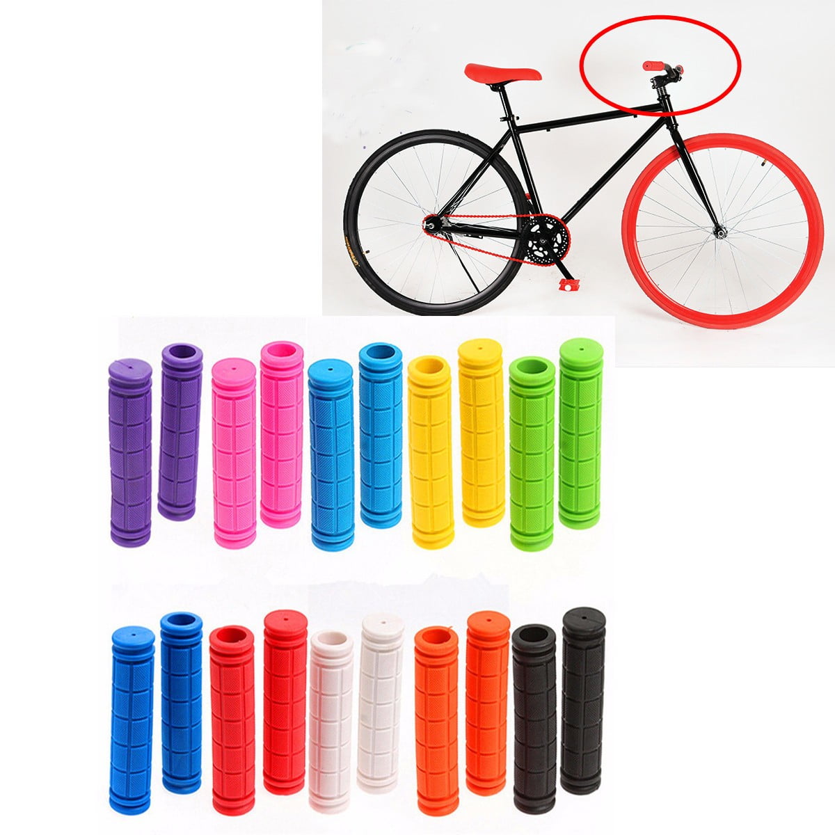 Soft BMX MTB Cycle Mountain Bicycle Bike Handle bar Rubber End Sky-Blue