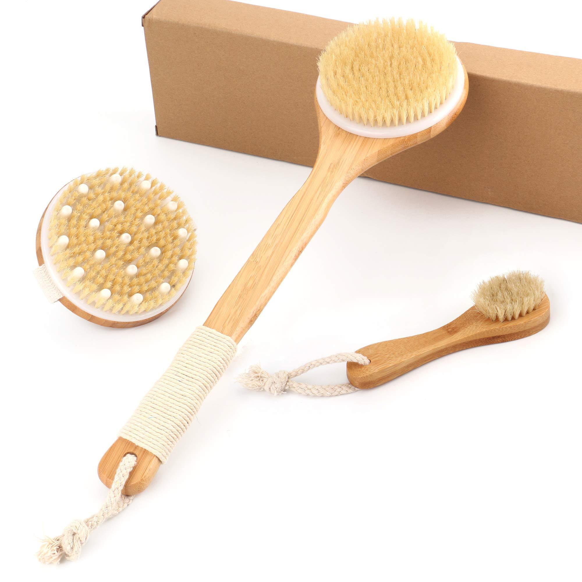 Bath Body Brush Set For Wet Or Dry Brushing Natural Detoxifying