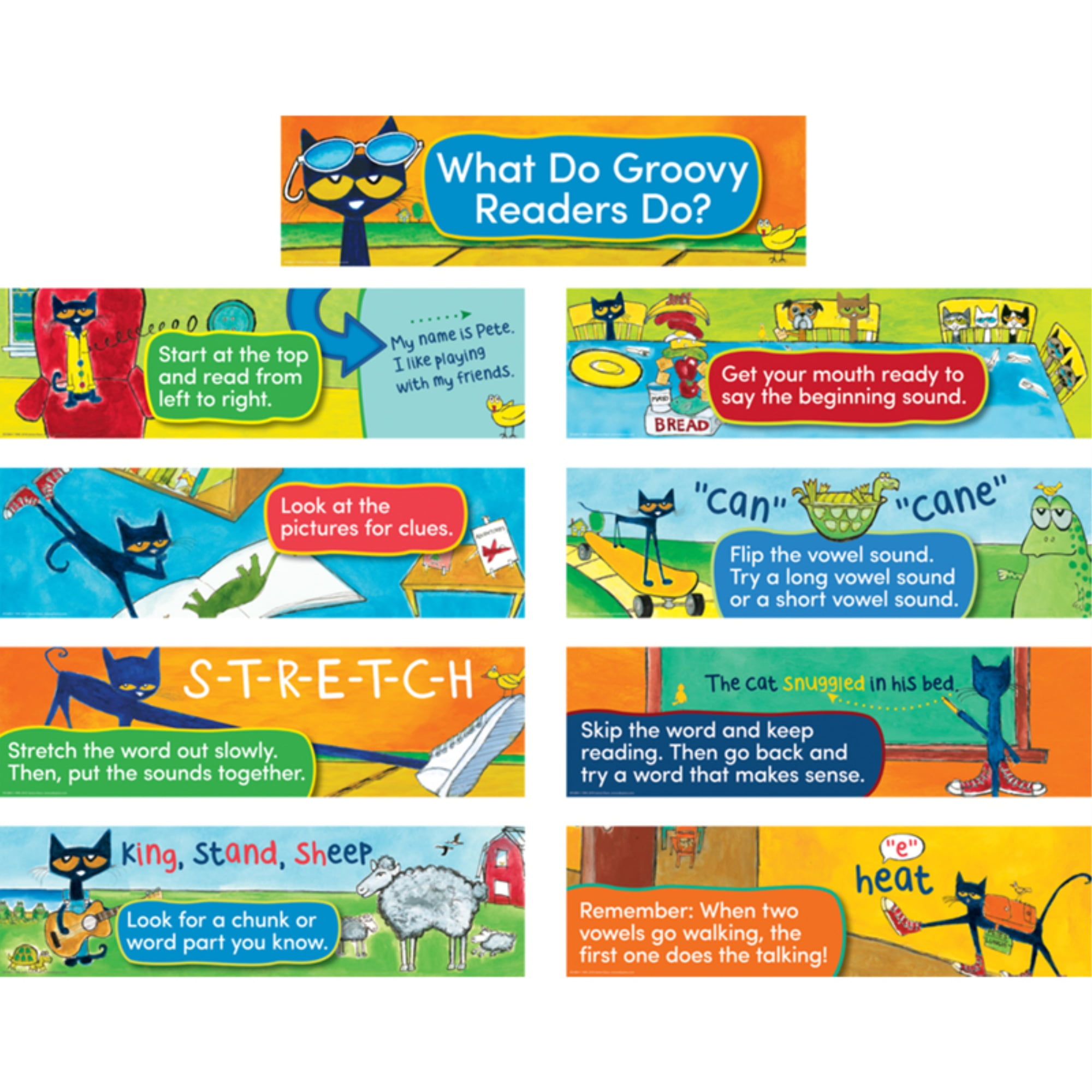 Pete the Cat Writing Strategies for K-1 Mini Bulletin Board