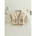 thumbnail image 2 of Toddler Girls Fleece Cardigan Fuzzy Long Sleeve V Neck Button Down Coat Outwear, 2 of 8