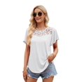 thumbnail image 2 of Women'S Short Sleeve Shirts Dressy Lace Summer Tops 2025 Spring Trendy Casual T-Shirts Cute Work Outfits Blouses White L, 2 of 8