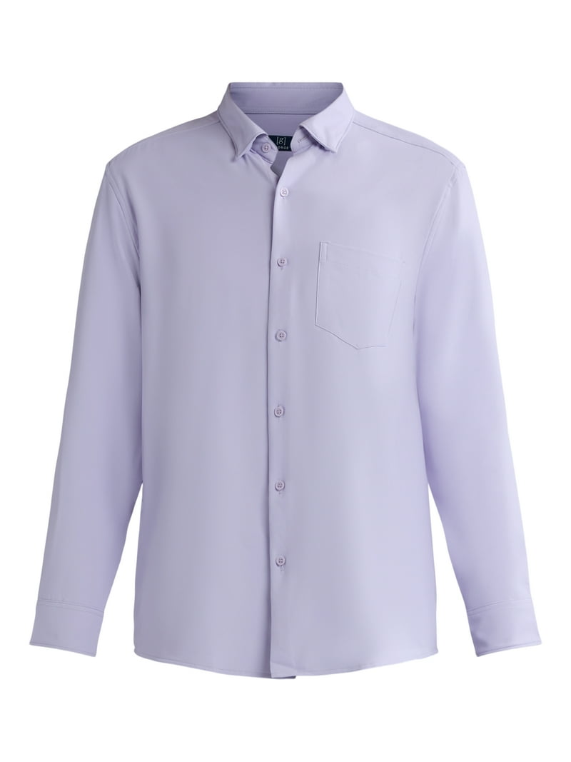 walmart george dress shirts George Men's Classic Dress Shirt with Long Sleeves, Sizes S-3xl, Size: Large, Blue