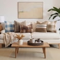 thumbnail image 4 of decorUhome 18x18 Inch Pack of 2 Boho Striped Textured Pillow Covers for Couch Sofa Bedroom, Farmhouse Neutral Pillowcases for Home Decor, Cocoa Brown, 4 of 9