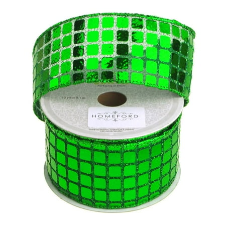 Ribbon Mirror - Metallic Mirror Disco Canvas Ribbon, 2-Inch, 10 Yards, Emerald Green