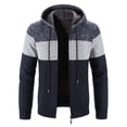thumbnail image 1 of Outerwear Clearance Autumn And Winter New Men'S Color Matching Plus Velvet Plus Size Hooded Cardigan Navy Xl, 1 of 3