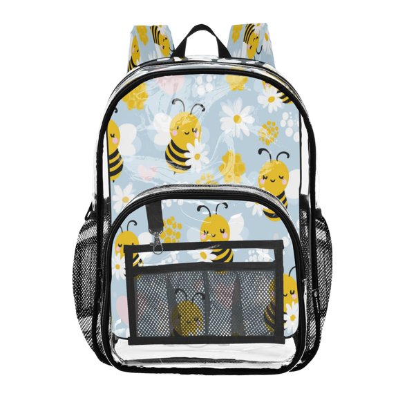 PVC Transparent Backpacks Clear Backpack for Travel and Outings Honeybee
