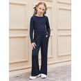 thumbnail image 2 of Arshiner Girls 2 Piece Set Fall Outfits Lounge Sets Ruched Long Sleeve Top Wide Leg Pants Sweatsuit Clothing Set, 2 of 5