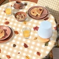 thumbnail image 5 of Pumpkin Table Cloth Fall Tablecloth 60 inch Maple Leaf Round Tablecloth for Kitchen Dining Circular Table Orange Buffalo Plaid, 5 of 6