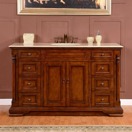 Crema Marfil Marble Molding - 58-inch Crema Marfil Marble Top Single Sink Bathroom Vanity