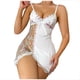 thumbnail image 5 of Camisón corto de mujer con tirantes, bordado floral y espalda descubierta, de malla transpirable, pijama de poliéster para mujer, 5 of 6