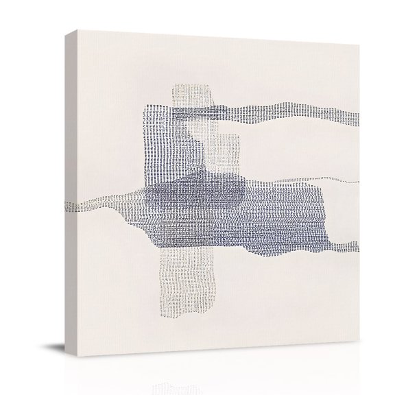 Canvas Wall Art, Blue Dot Framed Canvas Prints for Bathroom Kitchen, Abstract Modern Geometric Vintage Woven Texture Gallery Wrapped Wall Decor for Home Office, Gifts, 10"x10" Ship Next Day