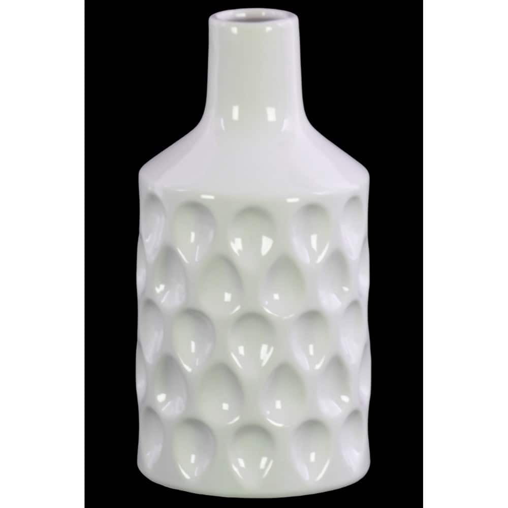 Turquoise Benzara BM180657 Ceramic Bottle Vase with Engraved Bubble Pattern Turquoise Benzara BM180657 Ceramic Bottle Vase with Engraved Bubble Pattern