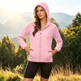 thumbnail image 4 of Women's Plus Size Hooded Sun Protection Jacket Full Zip Elastic Cuff Long Sleeve Sun Sweatshirt Lightweight Outdoor Windbreaker Coats Pink, 4 of 7