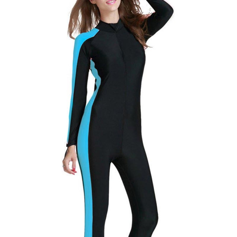 Womens Wetsuit Anti-UV Pad Diving Suit One-Piece Full Body Swimming Surf Scuba 