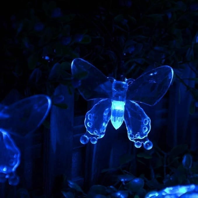Butterfly String Lights, 5m 20LED Outdoor Solar Powered String Light 8Mode Indoor for Garden Home Wedding Party Christmas Lighting Decoration