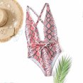 thumbnail image 4 of Lolmot Women's One-Piece Swimsuits Bikini Sets for Women Women's Sexy Deep V Lace Up One-Piece with Printed Swimsuit Long Skirt Set, 4 of 5