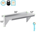thumbnail image 3 of AmGood 12" Width x 30" Length | Stainless Steel Wall Shelf | Square Edge | Metal Shelving | Heavy Duty | Commercial Grade | Wall Mount | NSF Certified, 3 of 7