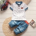 thumbnail image 4 of WOYY Toddler Boys Summer Outfits Short Sleeve Tshirt and Denim Shorts Set,2-Piece, 4 of 4