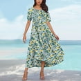 thumbnail image 4 of LOVZFMLL Summer Dresses for Women Short Sleeve A-Line Maxi Dresses Casual Floral Boho T-Shirt Dresses Flowy Beach Sundresses with Pockets Light Green C M, 4 of 5