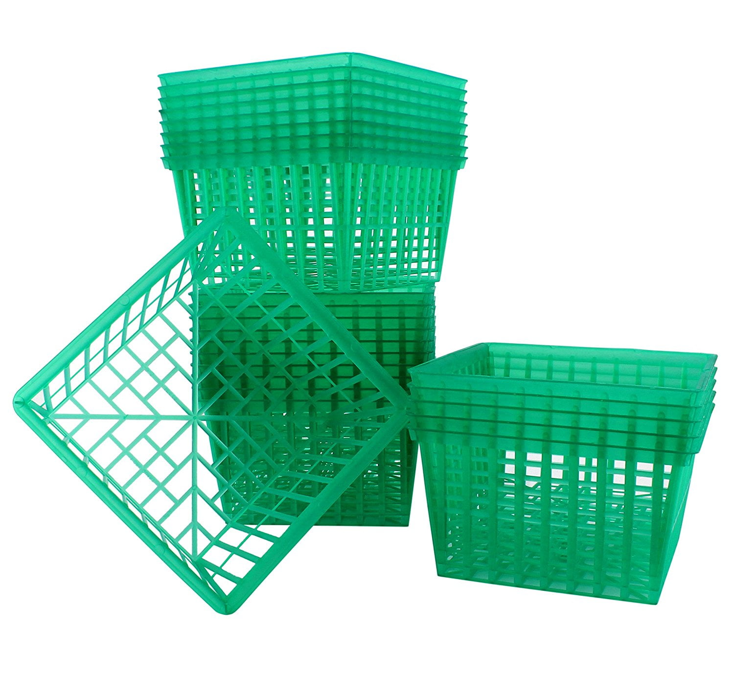 24Pack Quart Size Plastic Berry Baskets; 5 ¬ΩInch Green Berry Boxes w