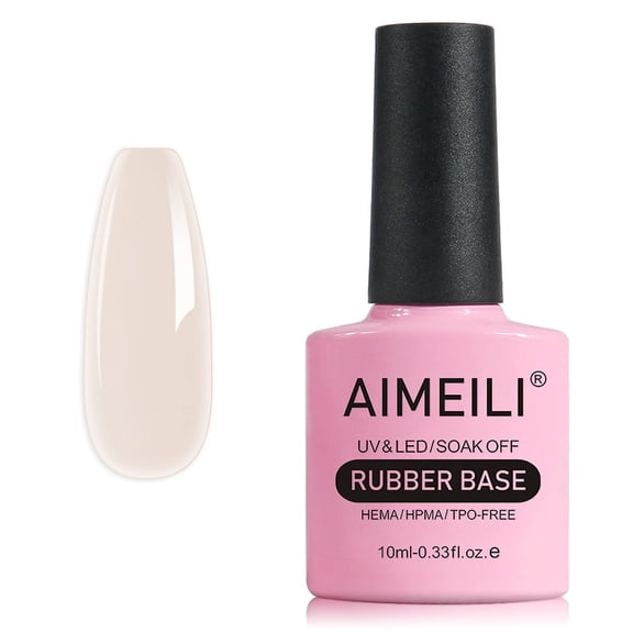 AIMEILI Hema Free Rubber Base Gel for Nails, Soak off U V LED Clear Sheer Gel Nail Polish, 4 in 1 Nail Strengthen/Enhance/Base Coat/Color Gel Polish - (431) 10ml