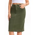 thumbnail image 2 of DARING DIVA Women's Jean Back Slit Stretch Below Knee Length Denim Skirts XL Army Green, 2 of 7