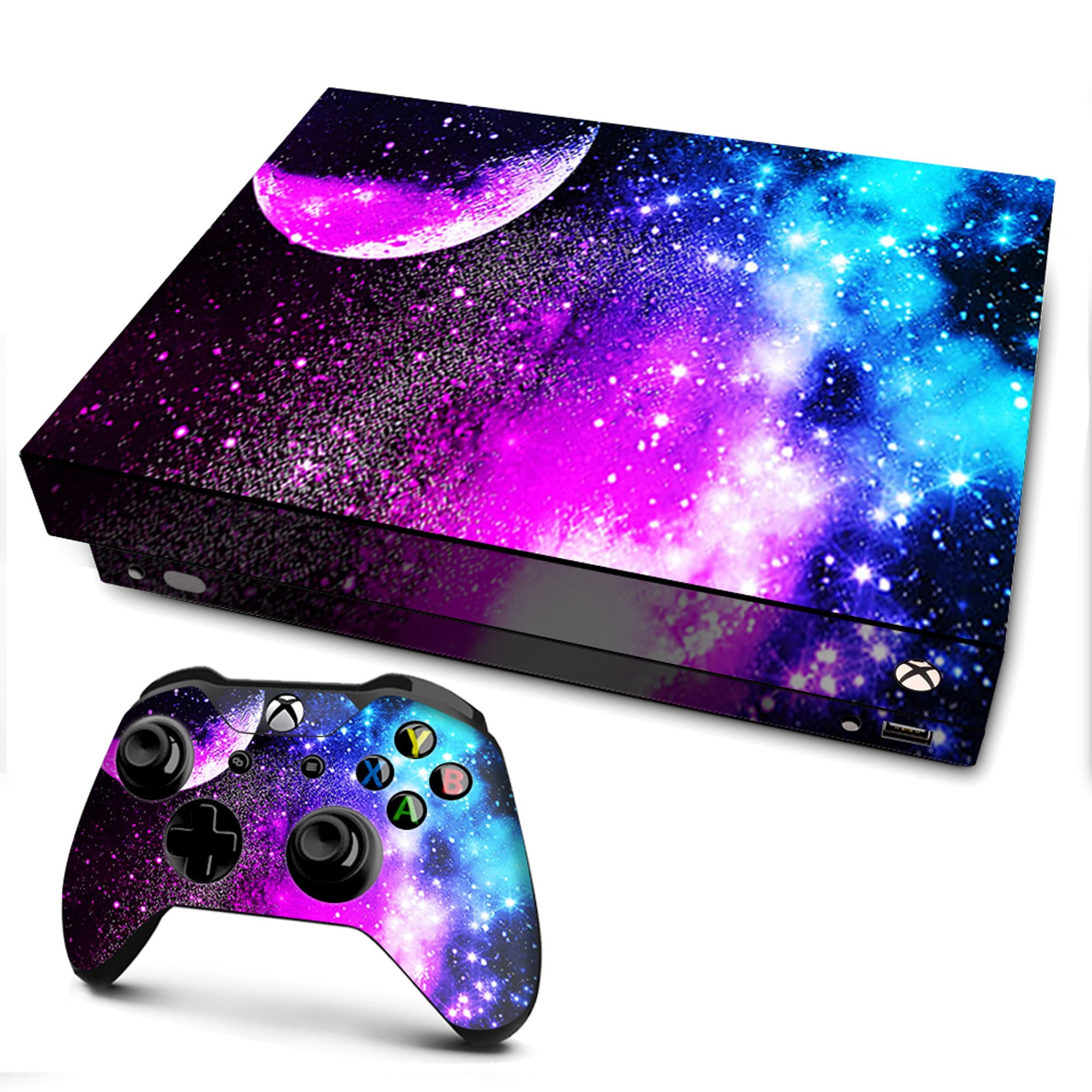 Skins Decal Vinyl Wrap For Xbox One X Console Decal Stickers Skins Cover Galaxy Fluorescent