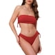 thumbnail image 1 of INSPIRAR CHIC Conjuntos de Bikini de Dos Piezas para Mujeres con Tira Ajustable y Lado Atado, Top Sin Tirantes y Parte Inferior en Triángulo, Trajes de Baño Grandes Rojos, 1 of 5