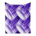 thumbnail image 1 of Abstract Soft Flannel Fleece Throw Blanket, Trippy Digital Shapes Curved Lines Pattern Modern Illustration, Cozy Plush for Indoor and Outdoor Use, 50" x 60", Violet White, by Ambesonne, 1 of 6