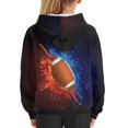 thumbnail image 6 of Xoenoiee Splatter Watercolor Football Pattern Kids Hoodies Hooded Sweatshirt Long Sleeve Pullover Tops with Front Kangaroo Pocket Fall Winter Sportwear for Travel Walk Party, XL, 6 of 7