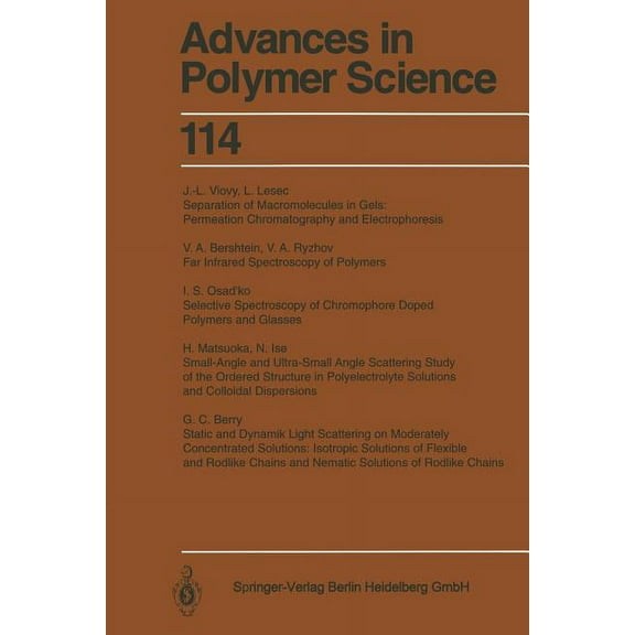 Advances in Polymer Science Polymer Analysis and Characterization, Book 114, (Paperback)
