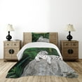 thumbnail image 4 of Ambesonne Savannah Quilted Bedspread Set 2 Pcs, White Tiger in the Jungle, Twin Size, Pale Grey Beige Green, 4 of 5
