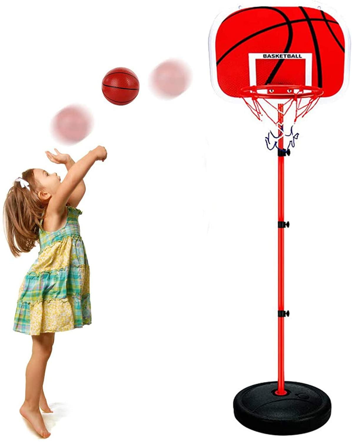 170 cm avec 1 pcs Ballons Tonyko Support réglable pour Enfants Basketball Basket Basketball Portable Planches Jouet Lot de 73 