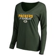 thumbnail image 2 of Women's Green Green Bay Packers Iconic Collection Script Assist Long Sleeve V-Neck T-Shirt, 2 of 3